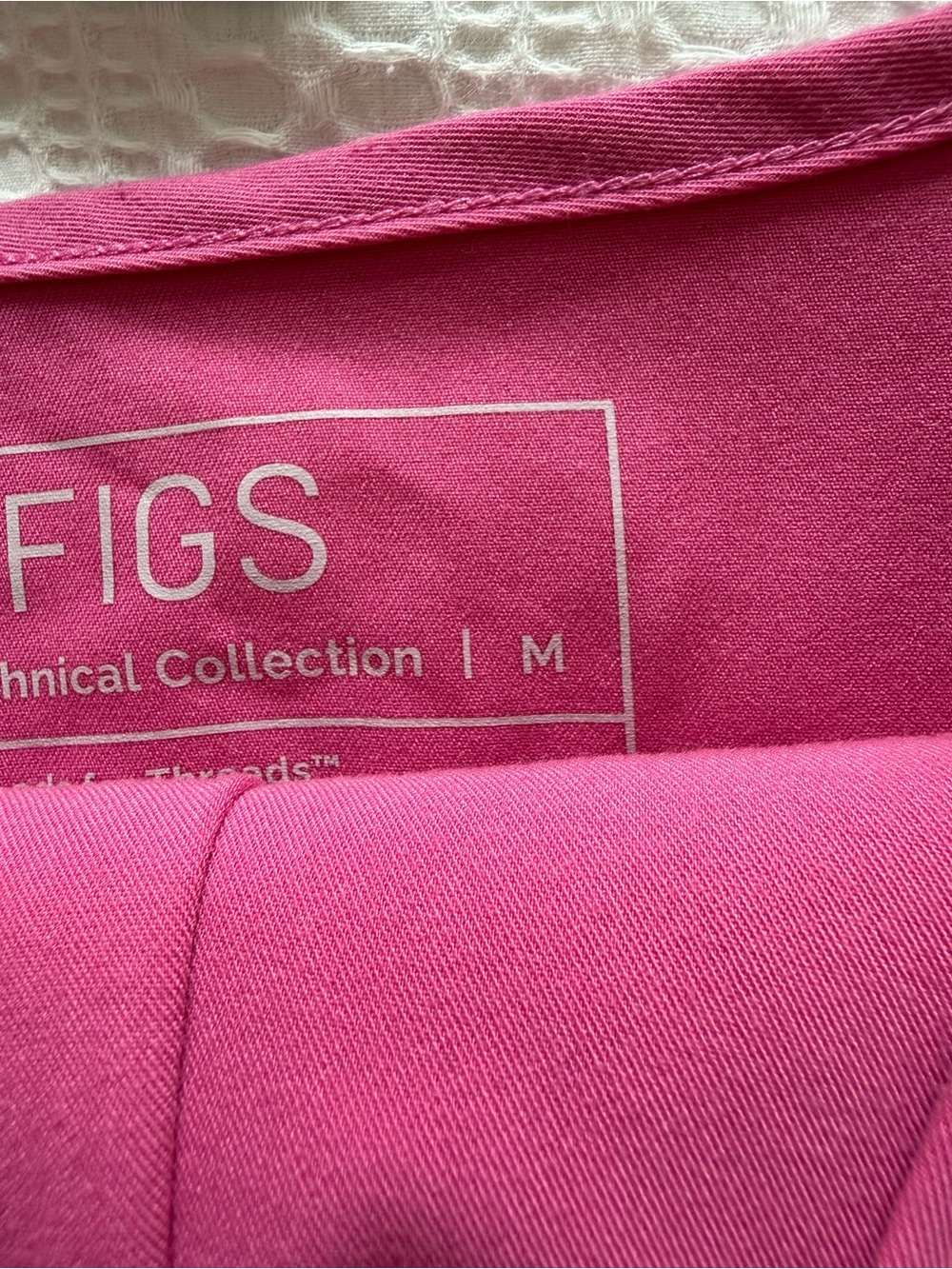 Figs Short Sleeve V-Neck Tee in Hot Pink - Picture 2 of 3